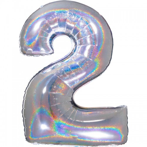 Balão Número 2 Prateado Holográfico